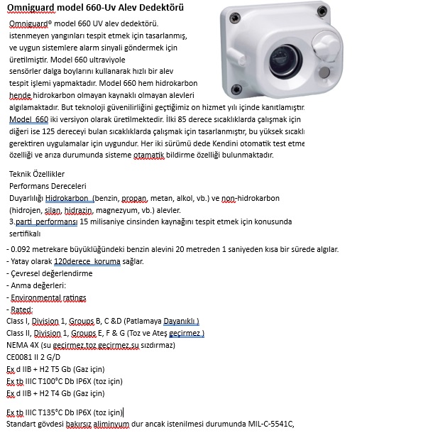 Omniguard model 660 Uv Alev Dedektörü